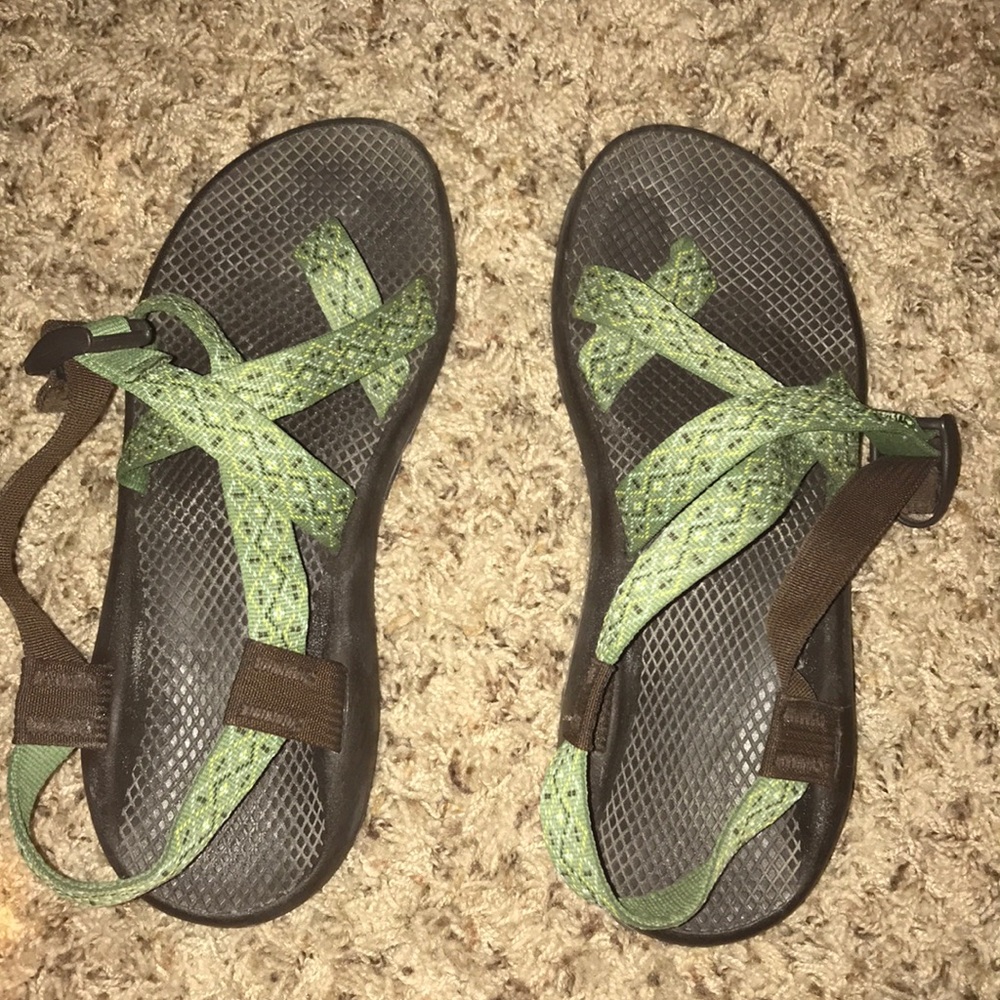Green toe strap chacos